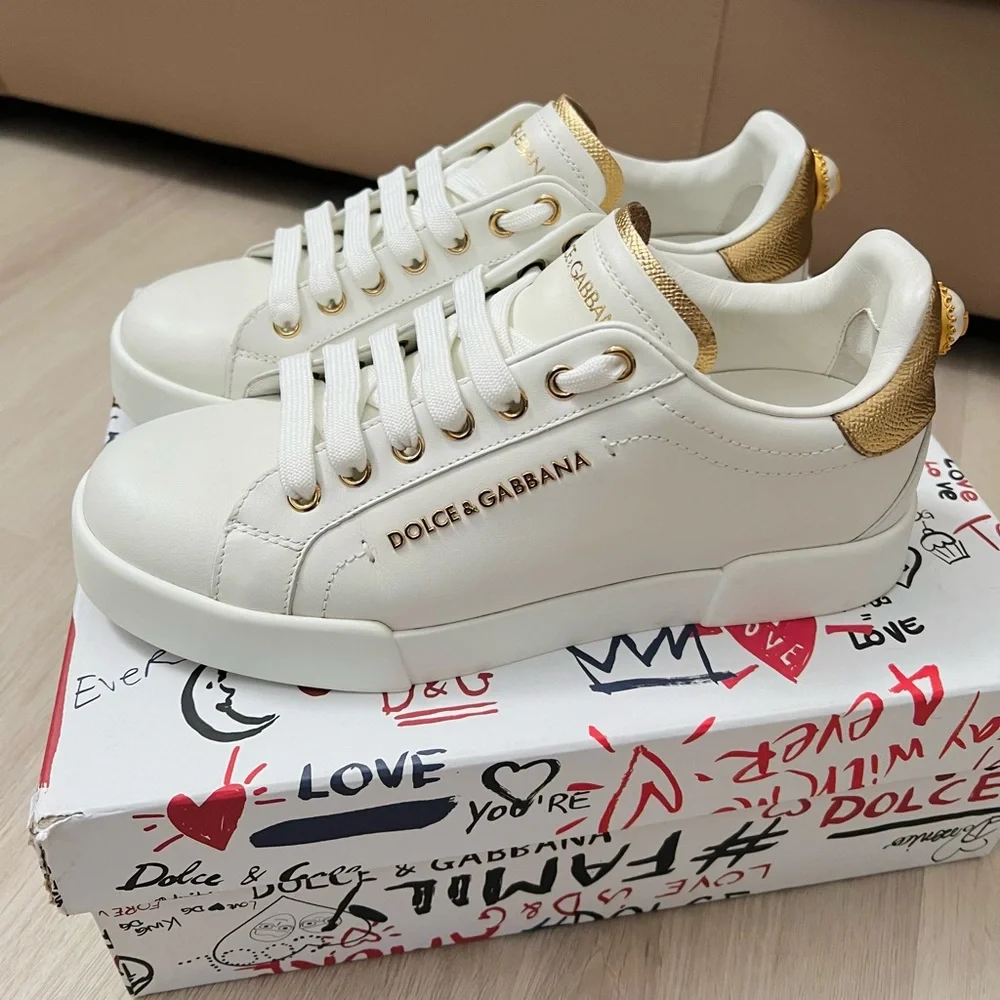 Dolce & Gabbana Portofino Sneakers white gold pearl - Picture 2 of 12